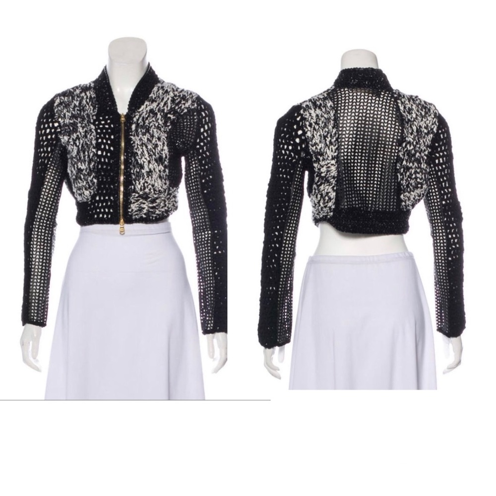 Versace Leather Knit-Crop Jacket - Picture 6 of 11